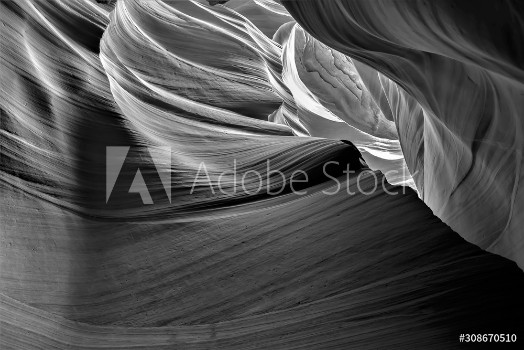 Bild på Black and white creative photography of Antelope canyon in Arizona USA Abstract photo art tourist destiny erosion 